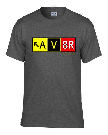 Discover Aviation Pilot T-Shirt! AV8R (Aviator) Taxiway Sign Graphic T-Shirt (Classic Fit) 