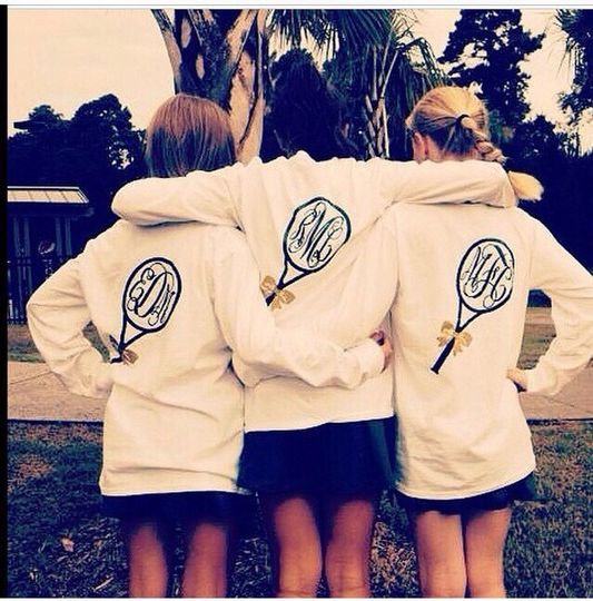 Discover Monogrammed Tennis T-shirt, Long Sleeve Tennis Tee © 