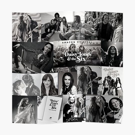 Discover Daisy Jones & The Six Collage - Black and White Version Premium Matte Vertical Poster