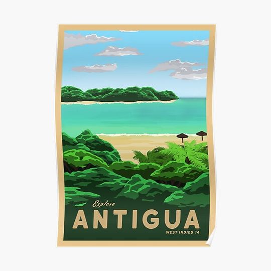 Discover Travel to Antigua Premium Matte Vertical Poster