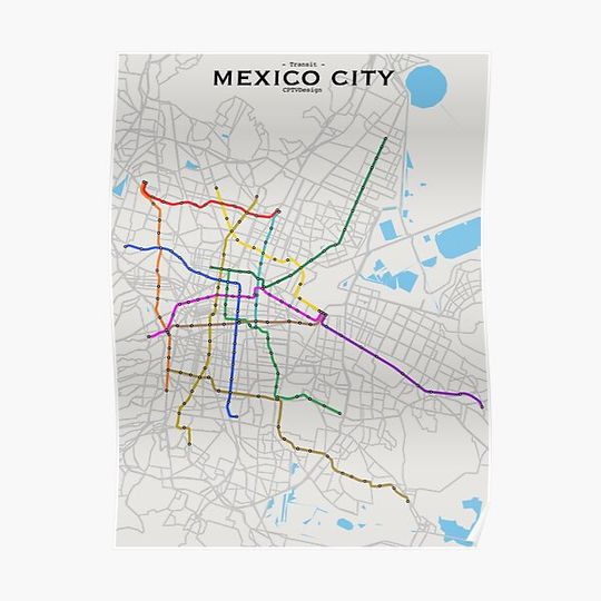 Discover Mexico City Transit Map Premium Matte Vertical Poster