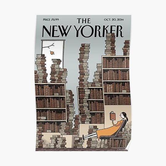 Discover Fall Library - The New Yorker Cover, October 20, 2014 Premium Matte Vertical Poster