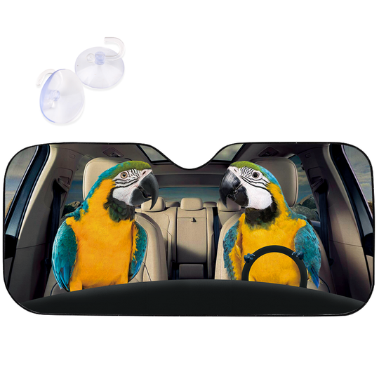 Discover Macaw Parrots Summer Vacation Time Driving  Car Sunshade