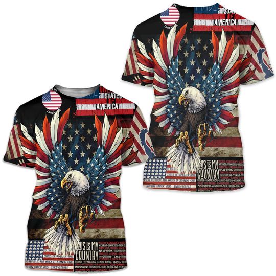 Discover Unisex American Flag 3D All Over Print T-shirt