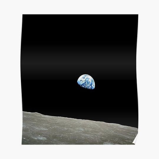 Discover Apollo 8 Earthrise from the Moon - Photograph Canvas Print Premium Matte Vertical Poster