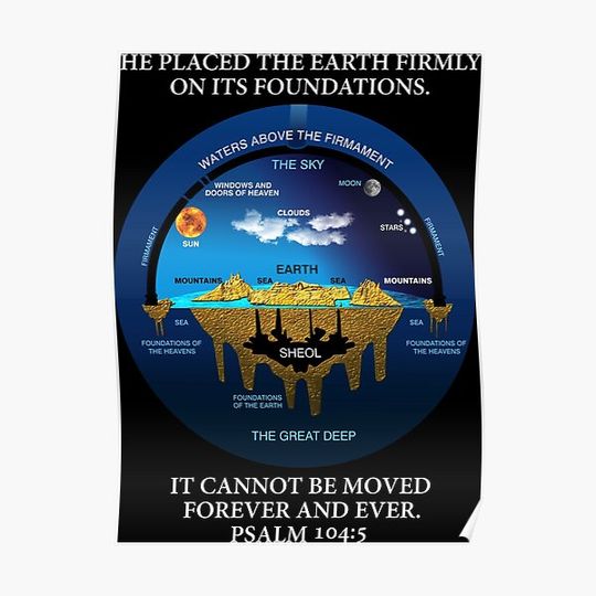 Discover Psalm 104:5 Flat Earth Anceint Hebrew Cosmology Premium Matte Vertical Poster
