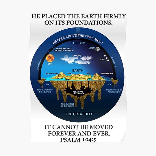 Discover Flat Earth Psalm 104:5 Anceint Hebrew Cosmology Premium Matte Vertical Poster