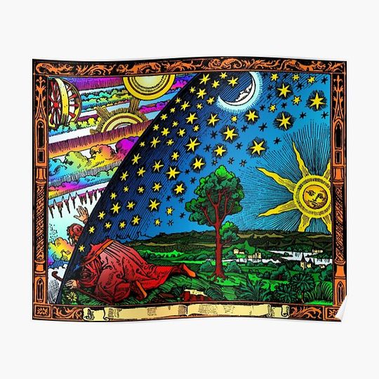Discover Flammarion Engarving depicting a Flat Earth Premium Matte Vertical Poster