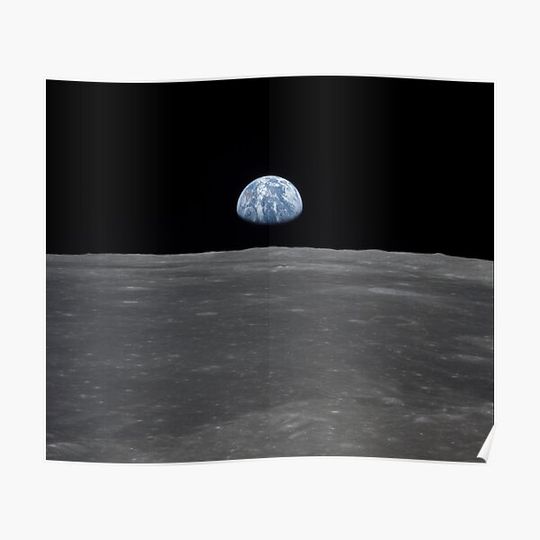 Discover Apollo 11 Mission image - View of the moon, with Earth on the horizon Premium Matte Vertical Poster