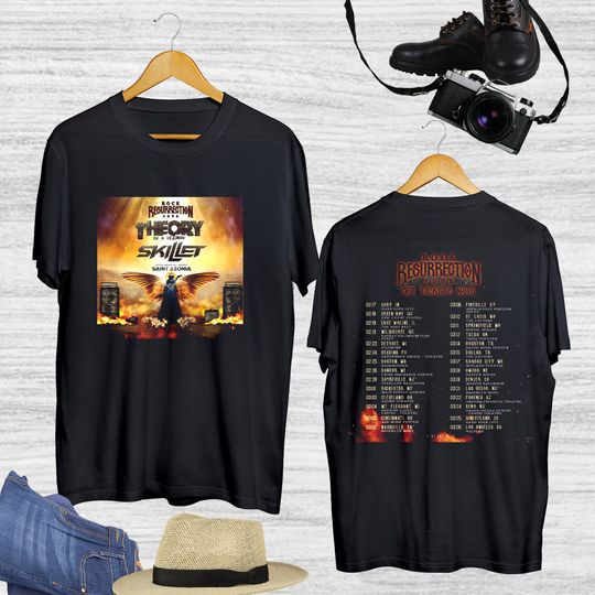 Discover Rock Resurrection Tour Theory of a Deadman Skillet T-Shirt, Theory of a Deadman Shirt