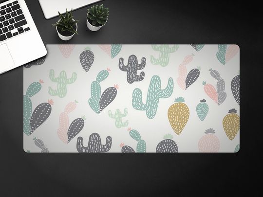 Discover Pastel Colorful Cactus Desk Mat, Table Protection, Convenience Of Work