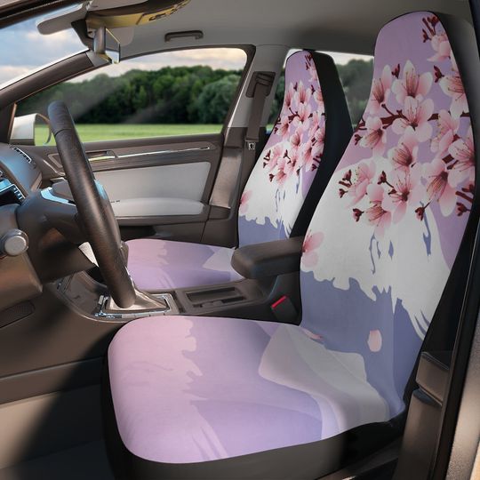 Discover Kawaii Japanese Fuji Car Seat Covers, Cute Cherry Blossom Sakura and Fuji mountain