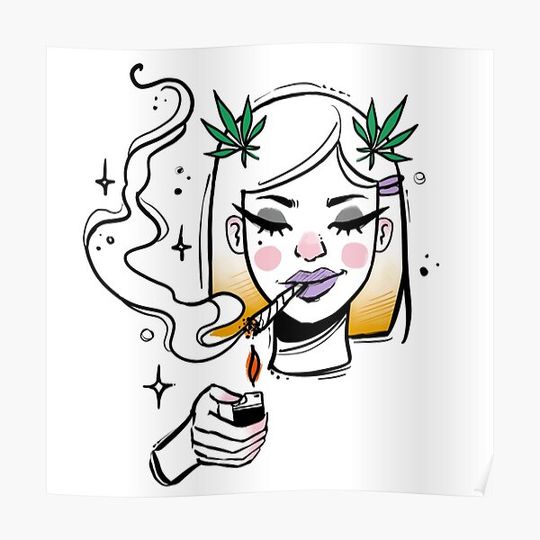 Discover Ganja Girl Yellow Premium Matte Vertical Poster