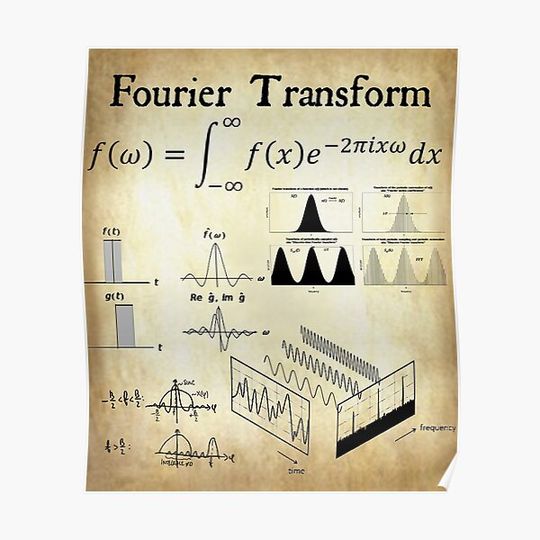 Discover Fourier Transform Wave Signal Analysis Vintage Math Design on Parchment Background Premium Matte Vertical Poster