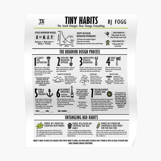 Discover Visual Book Tiny Habits (BJ Fogg) Premium Matte Vertical Poster