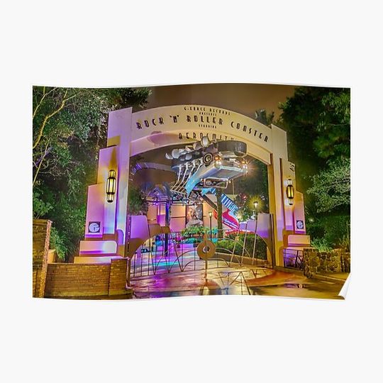 Discover Rock 'n Roller Coaster Gate Premium Matte Vertical Poster
