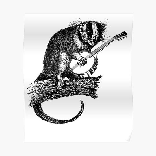 Discover Opossum Playing The Banjo Possum Premium Matte Vertical Poster