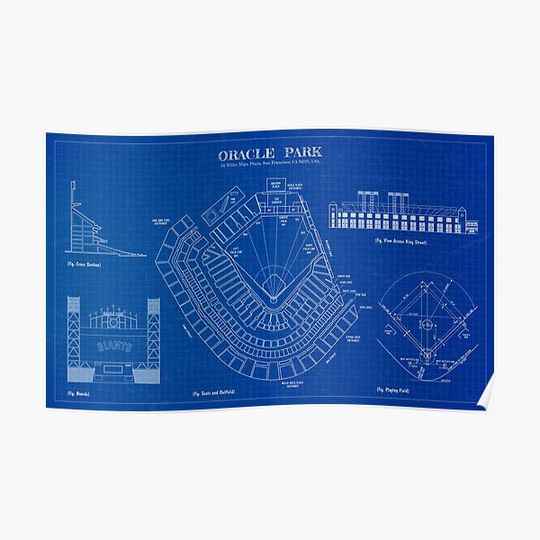 Discover Oracle Park - Blueprint Premium Matte Vertical Poster