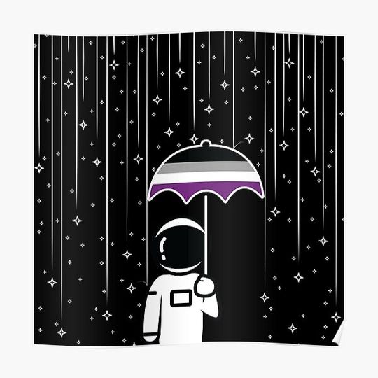 Discover Astronaut Holding Asexual Pride Umbrella Premium Matte Vertical Poster