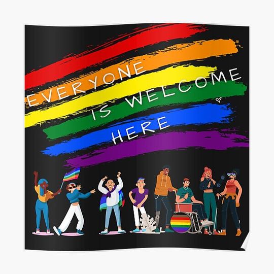 Discover Everyone Is Welcome Here!  Equality Rights, Human Rights, Rights For People With Disability Premium Matte Vertical Poster