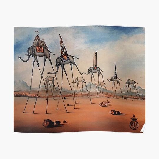 Discover Space Elephants Salvador Dali poster Premium Matte Vertical Poster
