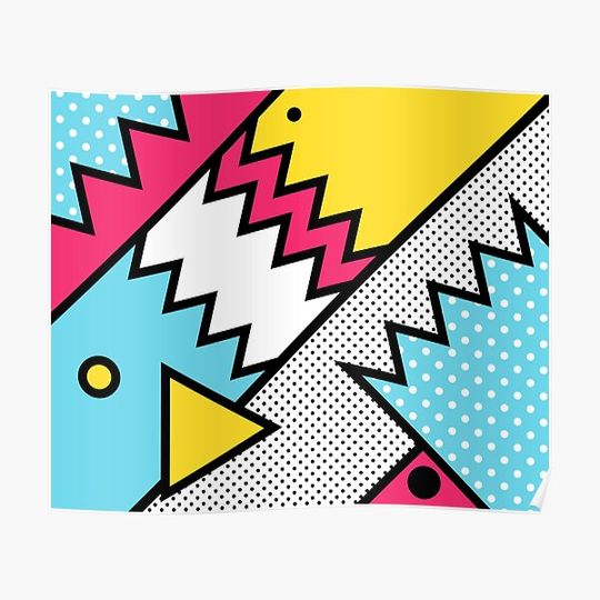 Discover ZigZag 80s Memphis Pattern Premium Matte Vertical Poster