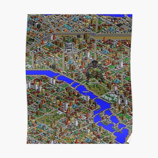 Discover SimCity 2000 No logo Sim City Paris - HD Premium Matte Vertical Poster