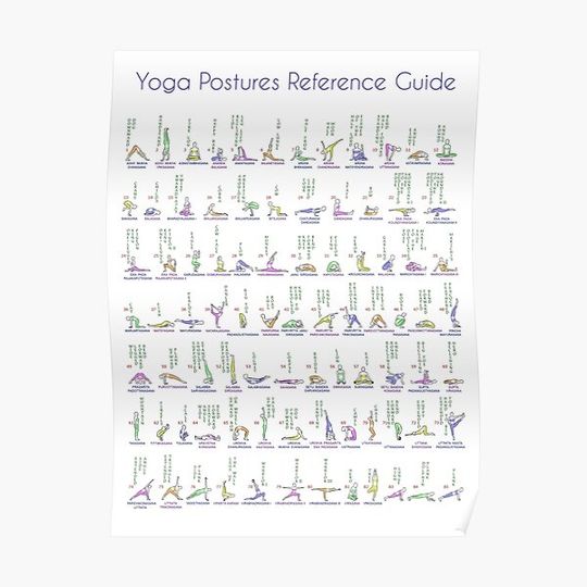 Discover Yoga Postures Reference Guide, 85 Asanas Premium Matte Vertical Poster