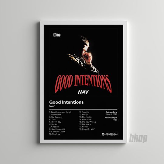 Discover NAV - Good Intentions - Album Cover Poster - NAV Rapper Print