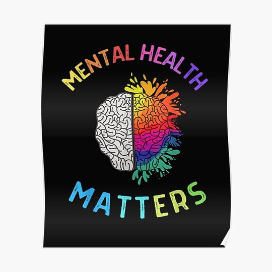 Discover Mental Health Matters, Mental Health Awareness, Brain.png Premium Matte Vertical Poster