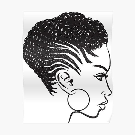 Discover African American Braids Hairstyle Black Woman Beauty Salon Premium Matte Vertical Poster