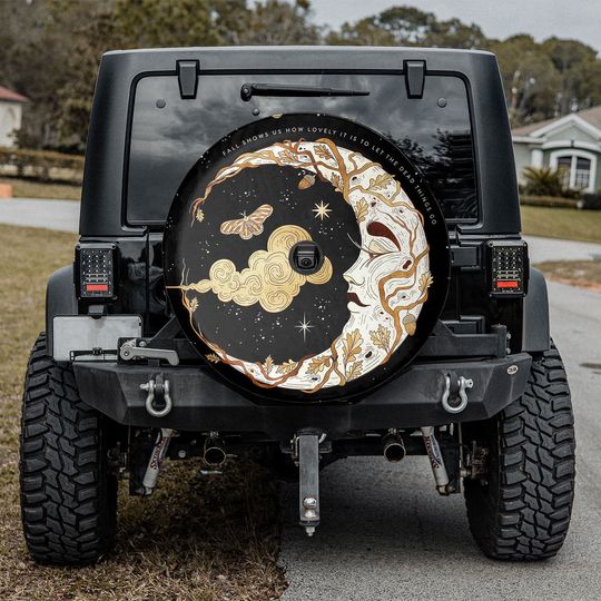 Discover Moon Phase Butterflies Spare Tire Cover