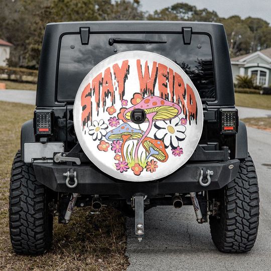 Discover Stay Weird Mushroom Spare Tire Cover