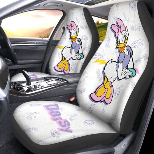 Discover Daisy 3D All Over Printed Car Seat Covers, Custom Cartoon Car Accessories