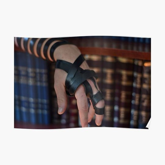 Discover Tefillin (phylactery) on arm for prayer Premium Matte Vertical Poster