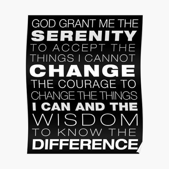 Discover Serenity Prayer (Black Background) Premium Matte Vertical Poster