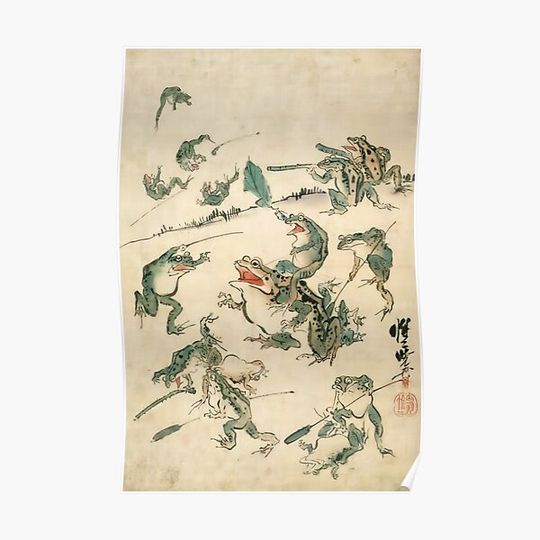 Discover Battle of the Frogs Kawanabe Kyosai Premium Matte Vertical Poster