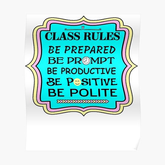 Discover 5 P's Class Rules Teacher Premium Matte Vertical Poster
