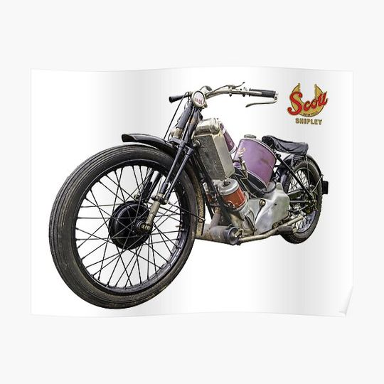 Discover 1928 Scott Squirrel 600cc Motorcycle Premium Matte Vertical Poster