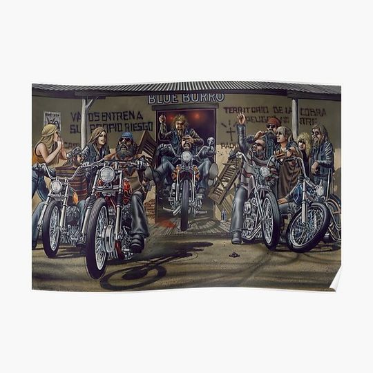 Discover Biker Art - Blue Burro by David Mann Premium Matte Vertical Poster