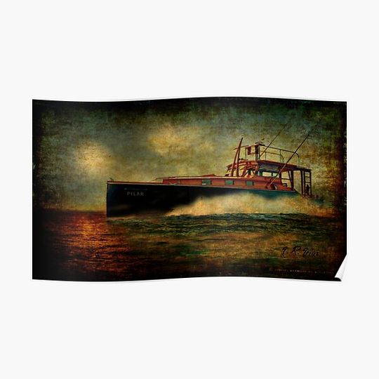 Discover Vintage Ernest Hemingway Pilar Boat in Key West Premium Matte Vertical Poster