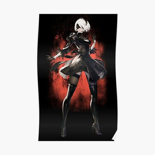 Discover Nier Automata: 2B Design Premium Matte Vertical Poster
