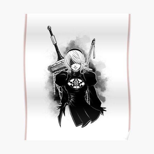 Discover Nier Automata 2B Graphic Premium Matte Vertical Poster