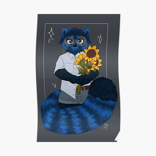 Discover Starry Night Red Panda Print Premium Matte Vertical Poster