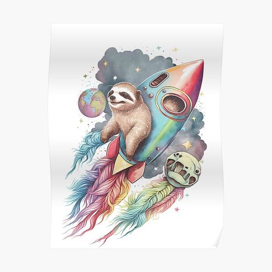 Discover Colorful abstract sloth wall art Premium Matte Vertical Poster