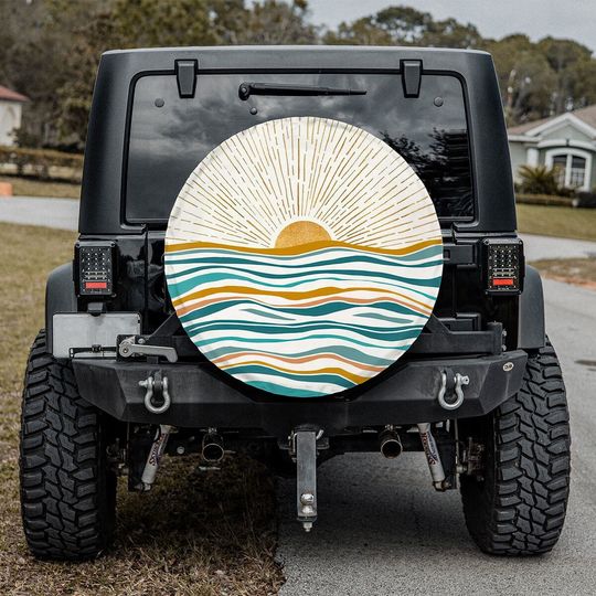 Discover The Sun And The Sea Wave Spare Tire Cover