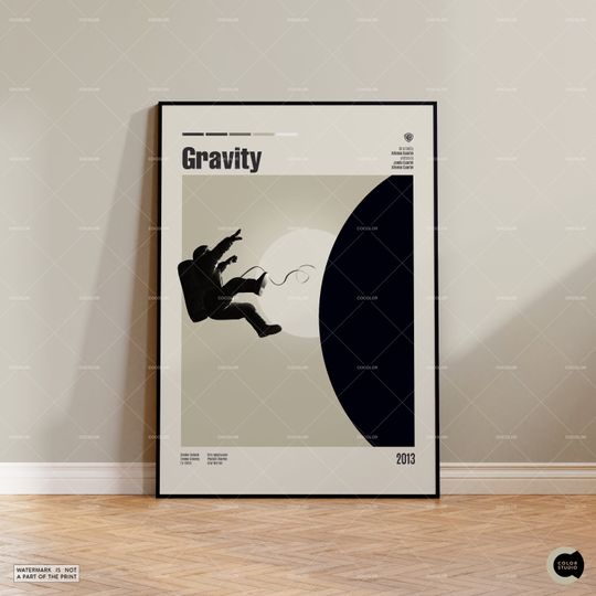 Discover Gravity Movie Poster - Mid-Century Design