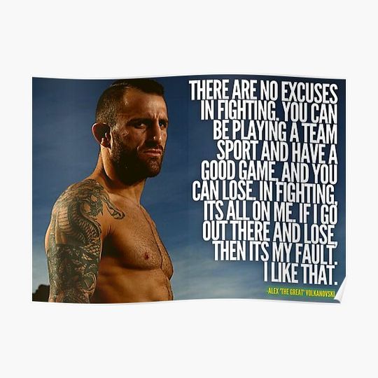 Discover ALEX VOLKANOVSKI - NO EXCUSES QUOTE Premium Matte Vertical Poster