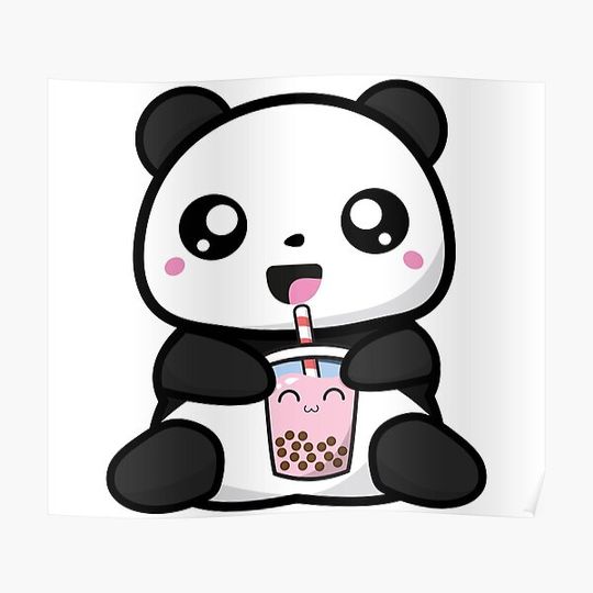 Discover Panda Boba Kawaii Bubble Tea Premium Matte Vertical Poster