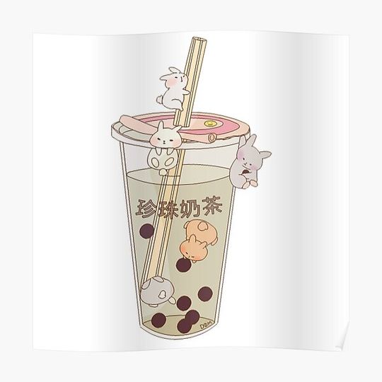Discover bubble tea & boba bunnies Premium Matte Vertical Poster